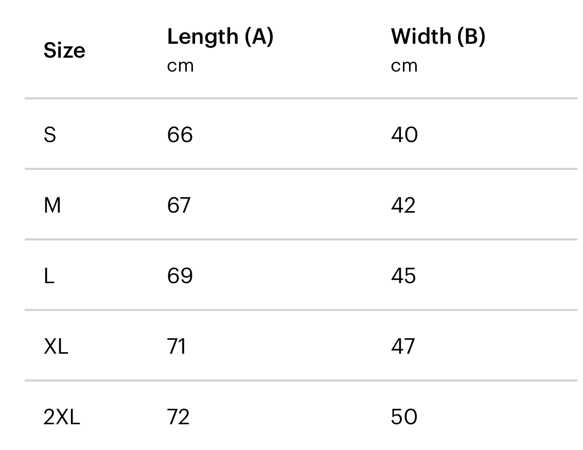 Womens sizes