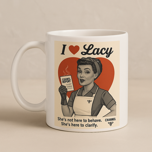 ❤️ I Love Lacy Mug She’s not here to behave. She’s here to clarify.