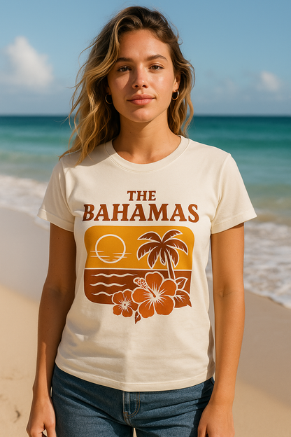 🌺 The Bahamas Tee – Retro Island Edition. Organic Cotton